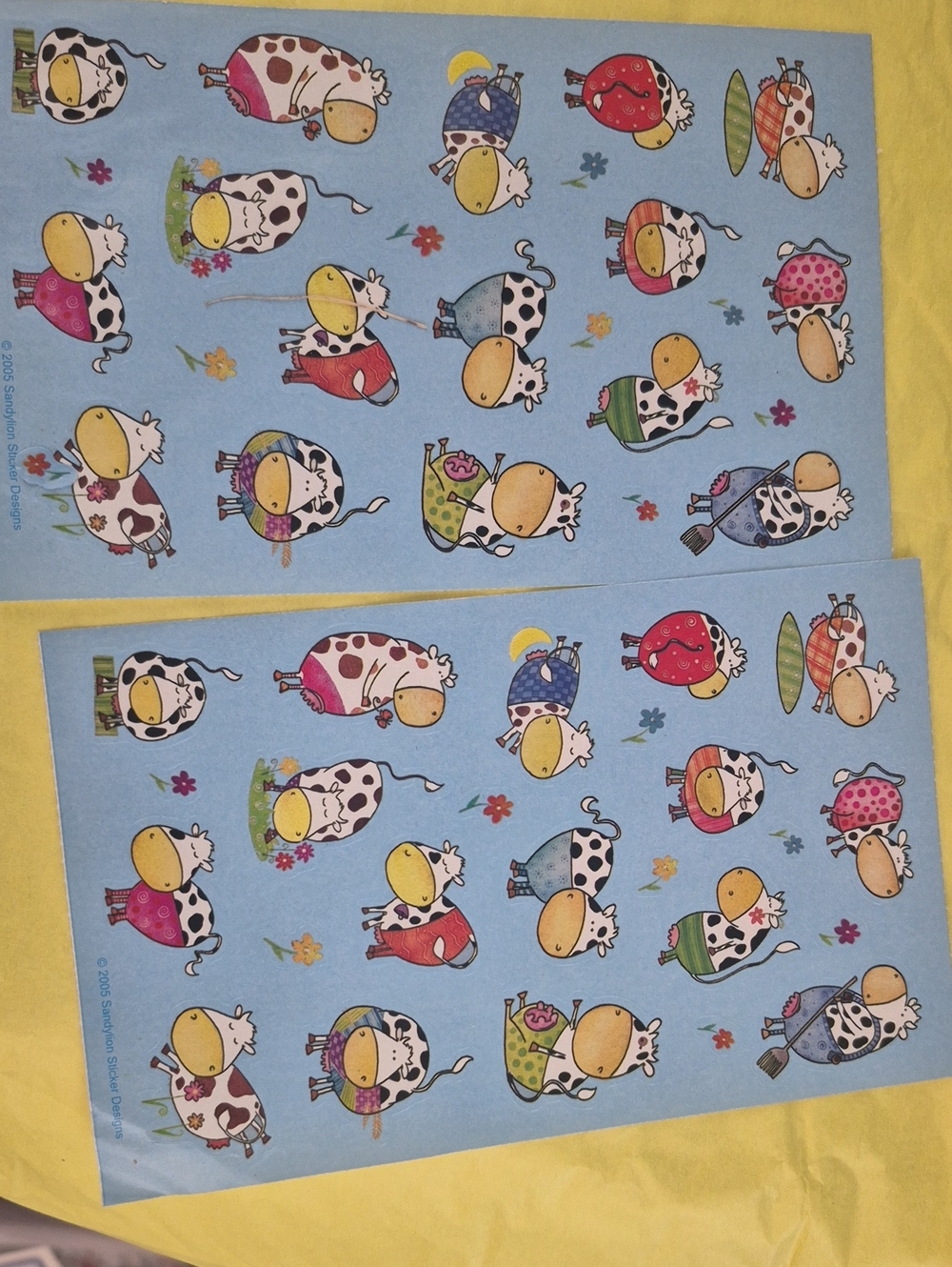 Cute Cartoon Cow Desk Mat / Home Office Mouse Pad - Blue and Yellow
